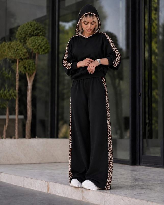ست هودی شلوار پلنگی